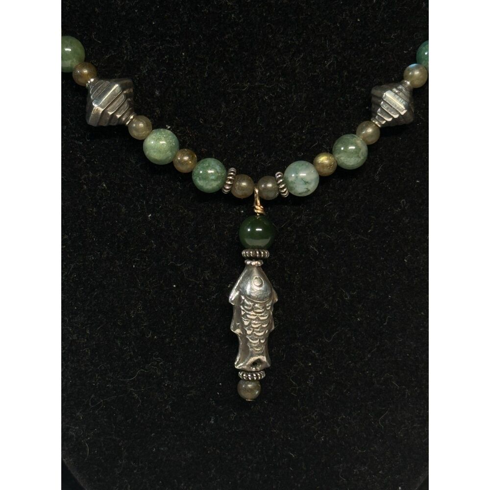 Vintage Sunwest Sterling Silver Fish Bead Necklace 19.25"
